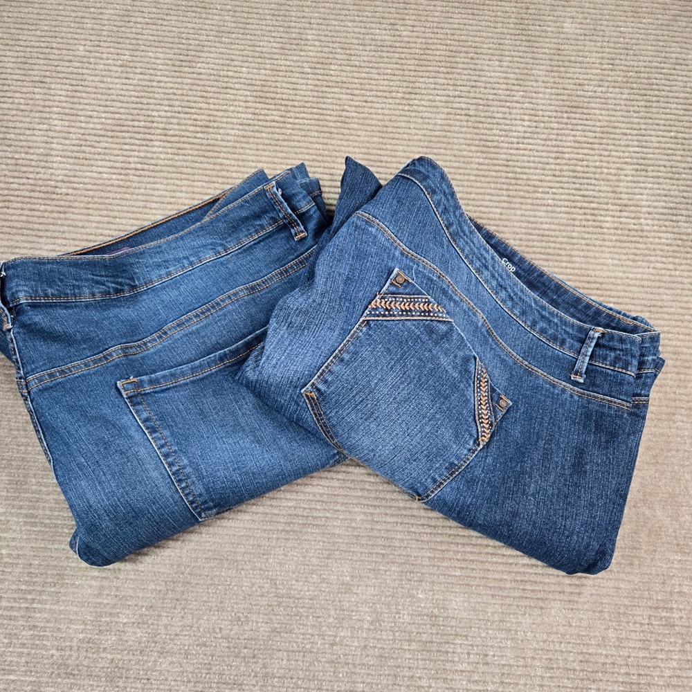 Gloria Vanderbilt Women 24W Blue Slimming Straight Leg Denim Jeans Lot of 2